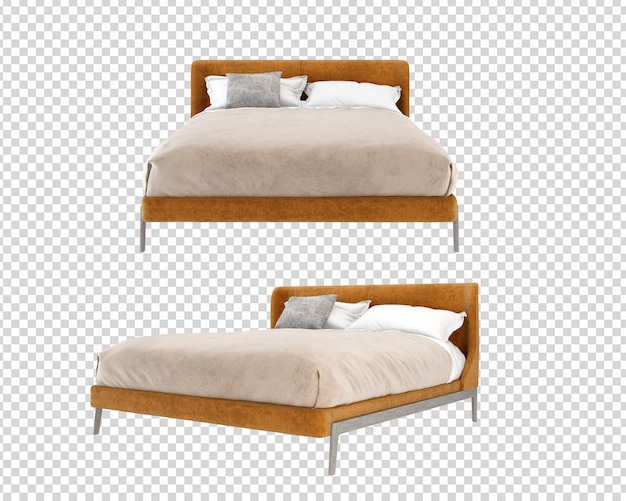 Luxusbett in 3D-Rendering isoliert