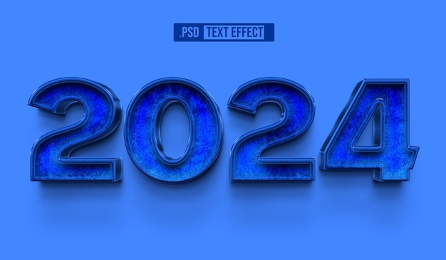 Luxusblau 2024 3D-Textstileffekt