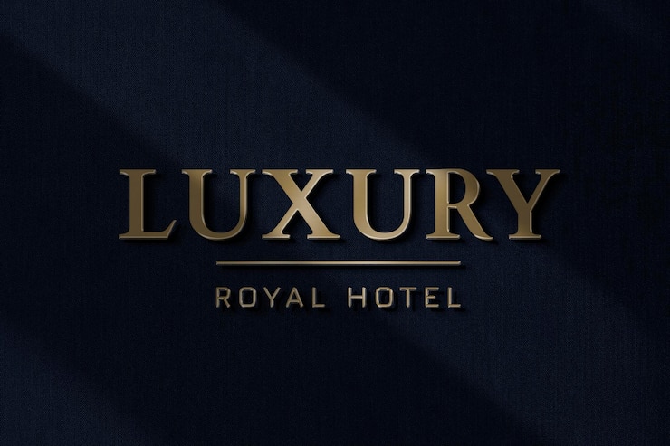 PSD luxushotellogoschablone psd in goldfolientexteffekt