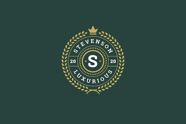 Luxuskreis Lorbeerkrans beste Qualität Autorität Krone Vintage Logo Design Vorlage