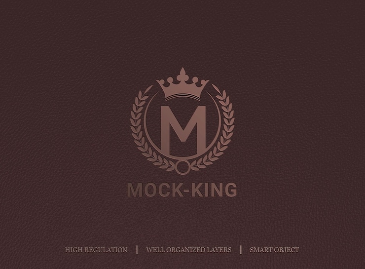 PSD luxuslogo-mockup mit lederoberfläche
