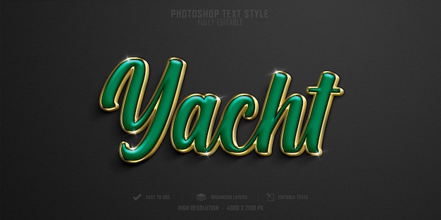 Luxusyacht 3d-textstil-effekt-vorlagendesign