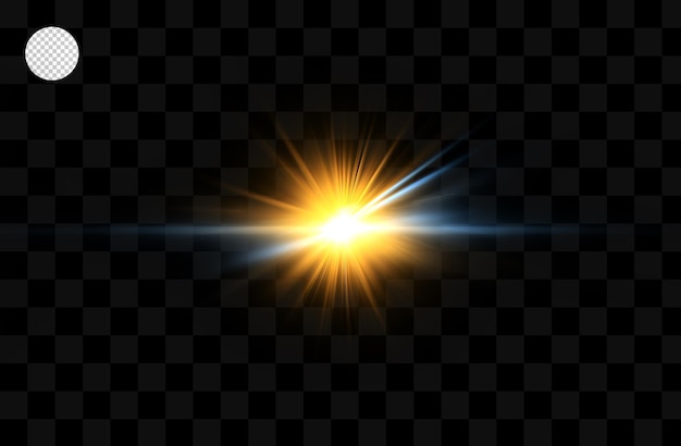 Luz amarela do sol em um fundo transparente
