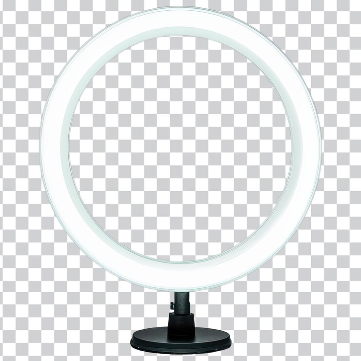 PSD luz de anillo led de brillo ajustable para fotografía y videografía uso en fondo png transparente