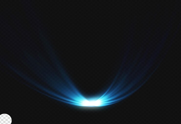 PSD luz azul con una estrella brillante sobre un fondo negro