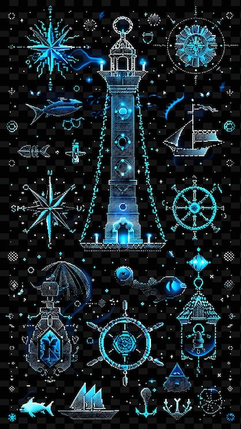 PSD la luz azul en la parte inferior de la torre es una colección de las ilustraciones de luz azul