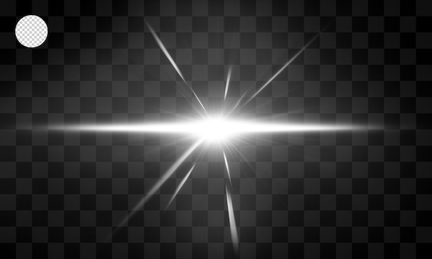 Luz blanca brillante desde el centro de la lente. fondo transparente.