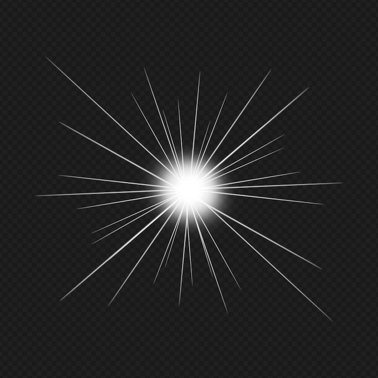 PSD una luz blanca estalló con rayos blancos aislados en un fondo transparente