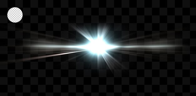 Luz blanca con halo Efecto de luz sobre fondo transparente