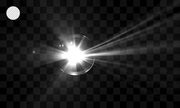 Luz blanca de la lente sobre un fondo transparente