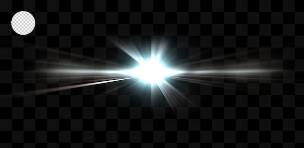 Luz branca com halo efeito de luz sobre fundo transparente
