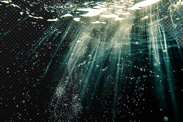PSD una luz brilla bajo el agua sobre un fondo transparente