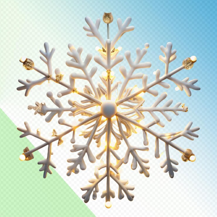 PSD luz de copo de nieve en un fondo transparente