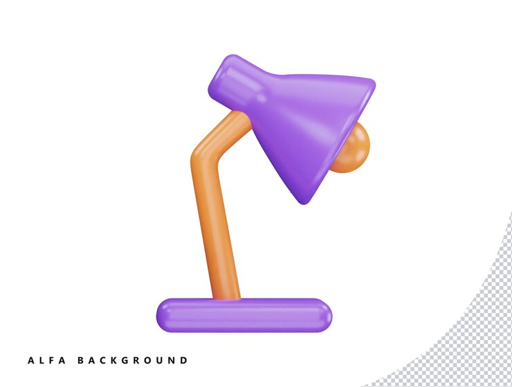 PSD luz de mesa com ilustração de estilo minimalista de desenho vetorial 3d