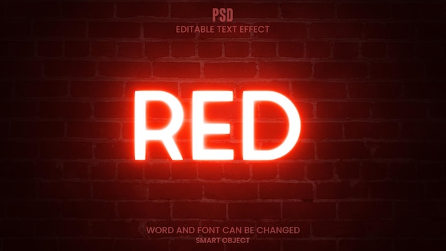 Luz de néon 3d efeito de texto brilhante editável photoshop psd