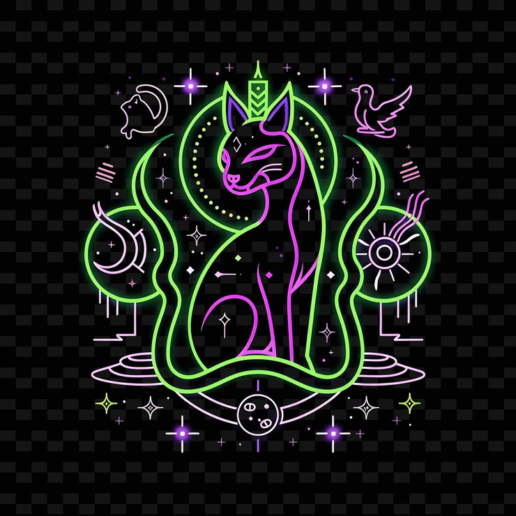 PSD luz de néon brilhante de um metamorfo transformando-se com néon g png designs de arte de linha de néon criativos