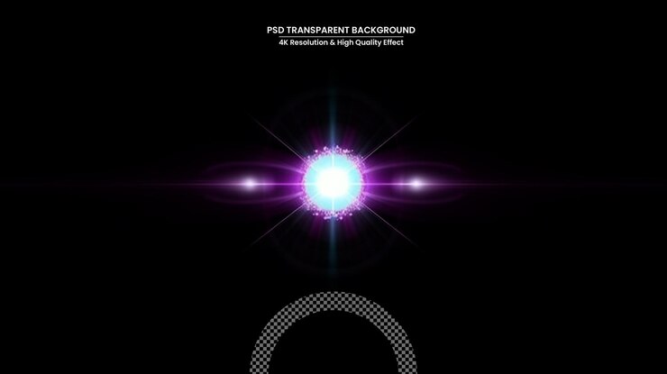PSD luz de destello de lente sobre fondo transparente