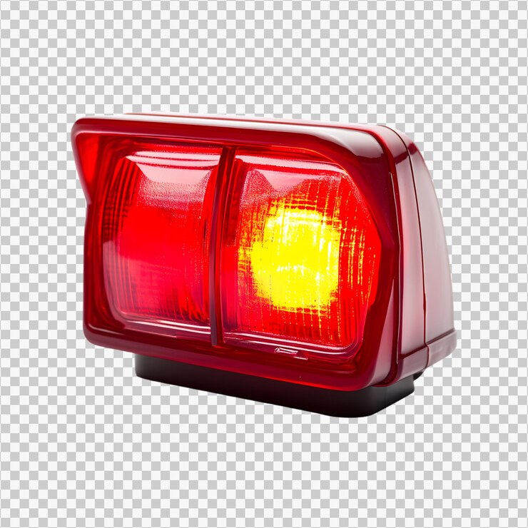 PSD luz de emergencia roja aislada sobre un fondo transparente