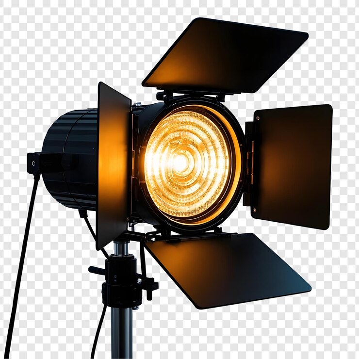 PSD luz de estudio con led profesional aislada sobre un fondo transparente