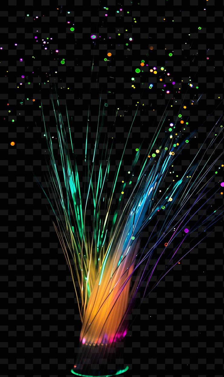 PSD luz de fibra óptica con brillo guiado colorido luminescente evok png y2k diseño de efectos de luz de neón