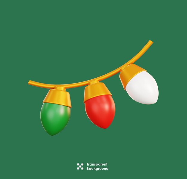 La luz navideña aislada icono de decoración de dibujos animados X'mas ilustración 3d