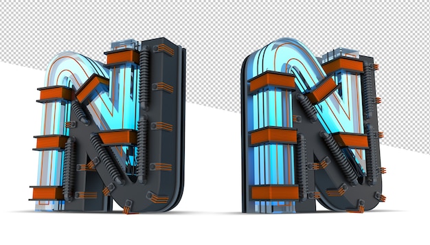 Luz de neón azul 3D Alphabet con alambre de cobre