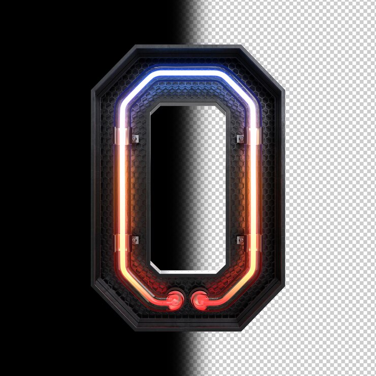 PSD luz neon letra o