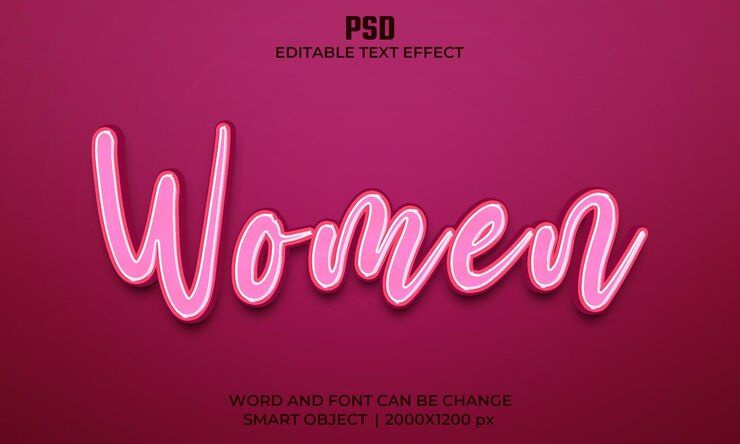 PSD luz de neón rosa con la palabra "mujeres" en la parte inferior.