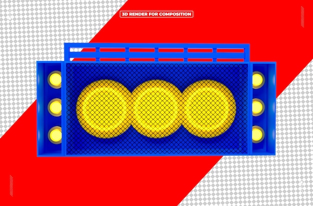 Luz de panel de objetos metálicos renderizados en 3D
