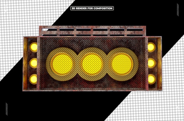 Luz de panel de objetos metálicos renderizados en 3D