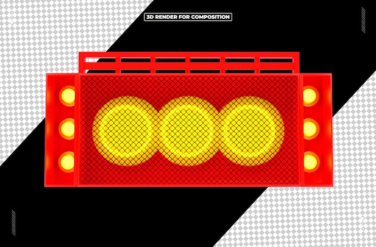 PSD luz de panel de objetos metálicos renderizados en 3d