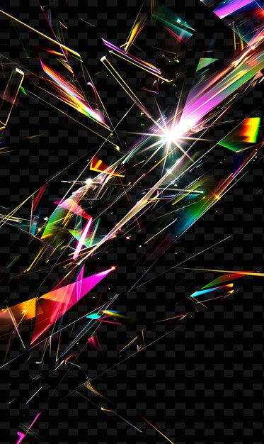 Luz refractada con dispersión colorida Prismático radiante E PNG Diseño de efecto de luz de neón