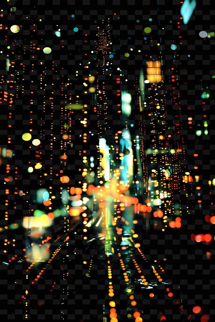PSD luzes da cidade com brilho urbano multicolor evocando metropolita png y2k design de efeito de luz de néon