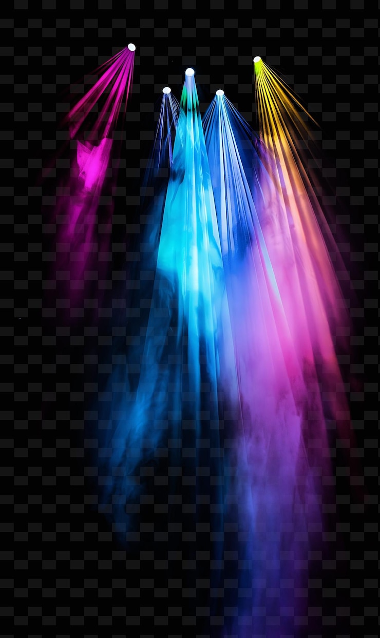 PSD luzes de concerto com feixes coloridos tons vívidos gerando um projeto de efeito de luz de néon png y2k