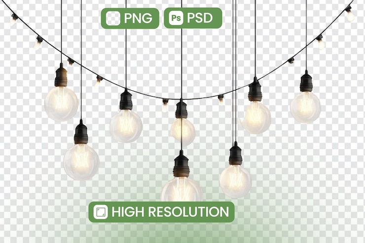 PSD luzes de cordas brilham com brilho quente inspiração de decoração festiva