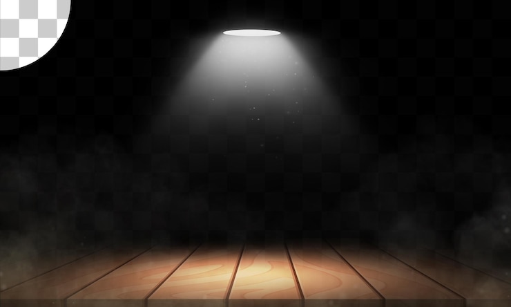 PSD luzes de palco com fundo transparente de plataforma de madeira
