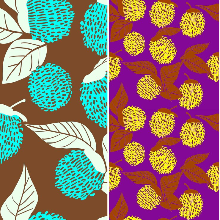 PSD lychee con pelle ruvida e design organico con pinstripe pat vettore unico di frutta tropicale