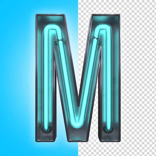 PSD m letra neon 3d