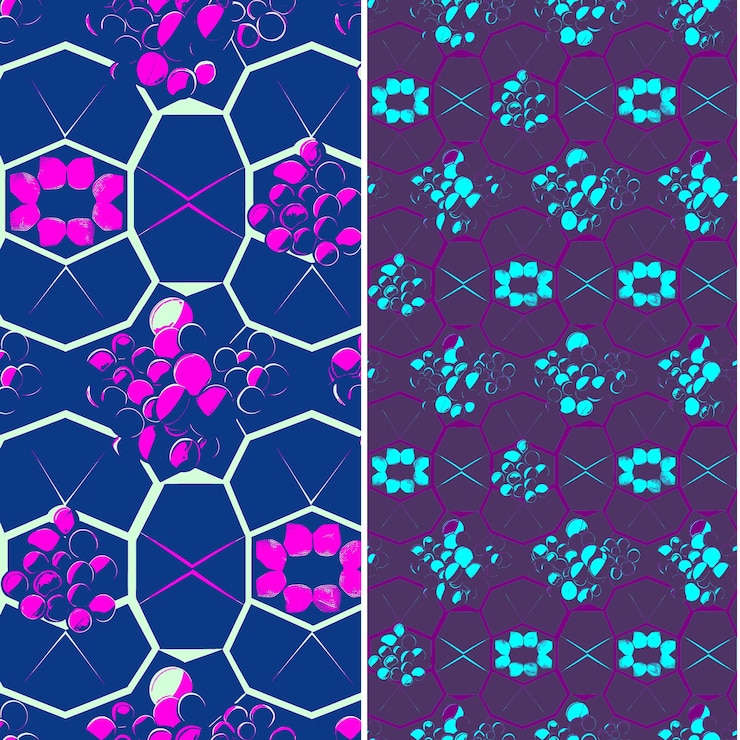 PSD m9 blackberry con drupelets y diseño oscuro con pat hexagonal vector de patrón de frutas tropicales único