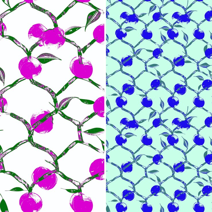 PSD m9 quince con silueta redonda y diseño rústico con enrejado vector de patrón de fruta tropical único