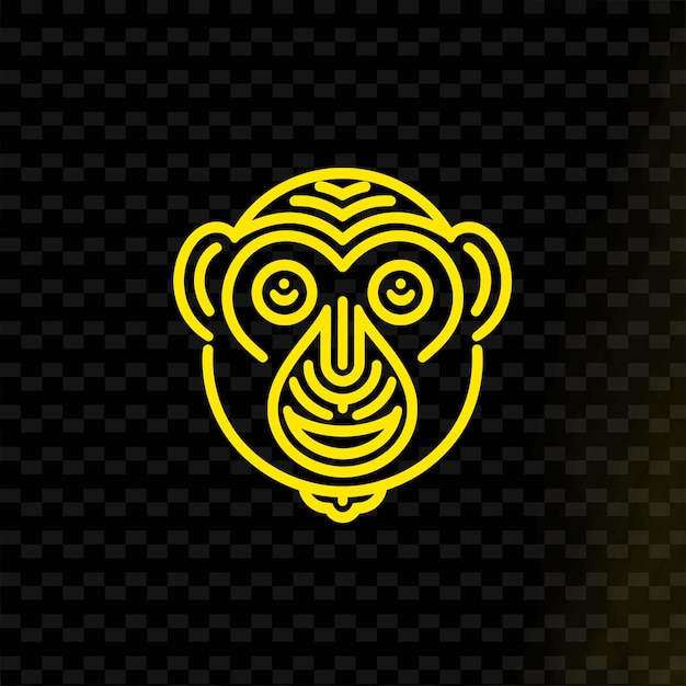 PSD macaco amarelo em um fundo preto com um fundo preto