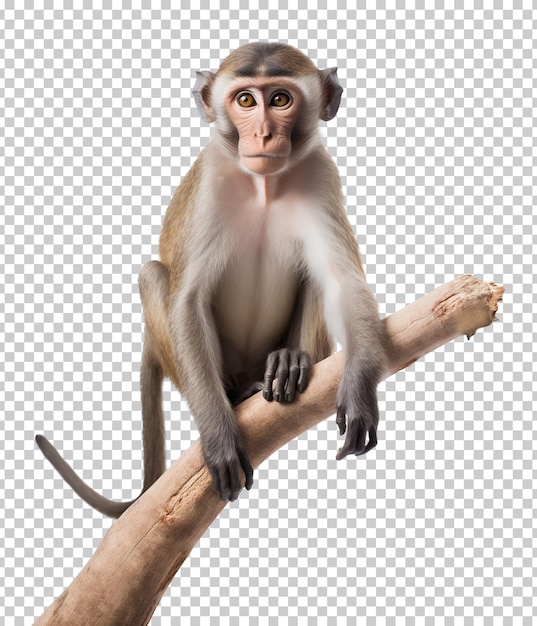 Macaco em ramo isolado em fundo transparente