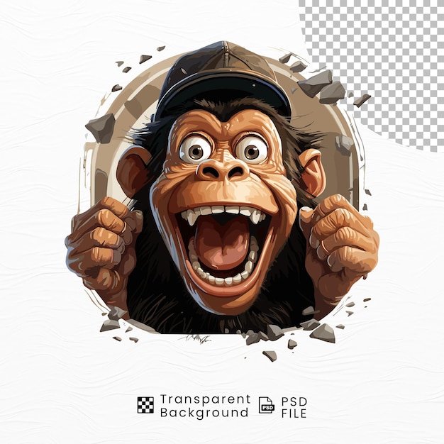 PSD macaco engraçado em fundo transparente