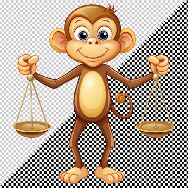 PSD macaco equilibrando em escalas vetor em fundo transparente