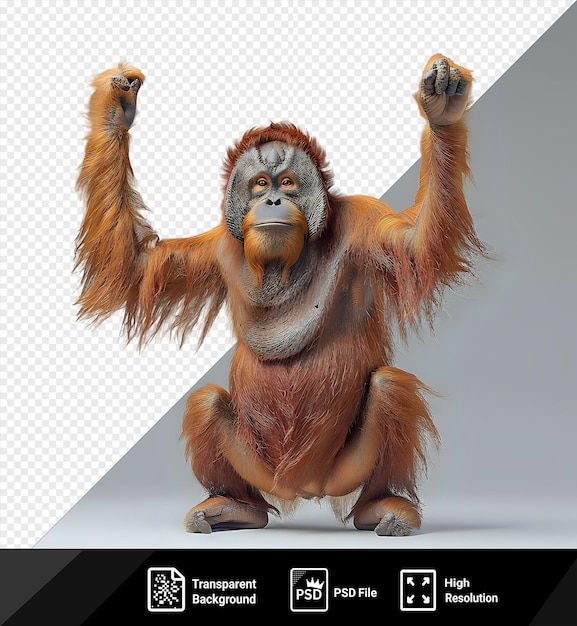 Macaco orangotão isolado isolado em um fundo transparente png psd