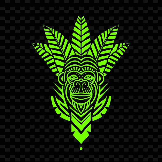PSD macaco verde com folhas em fundo preto