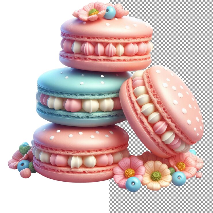 PSD macaron madness explora la belleza de los macarons 3d aislados