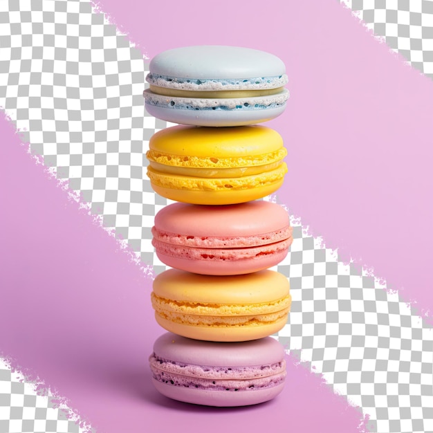 Des macarons français colorés isolés sur un fond transparent