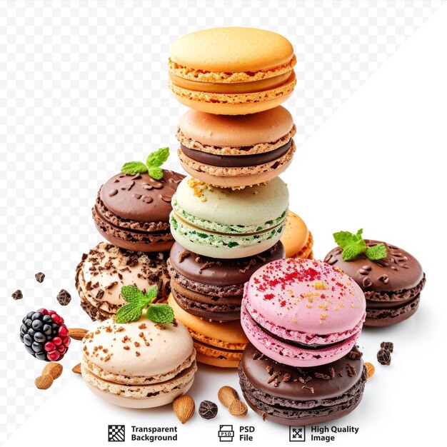 PSD macaroons de pâtisserie à fond isolé