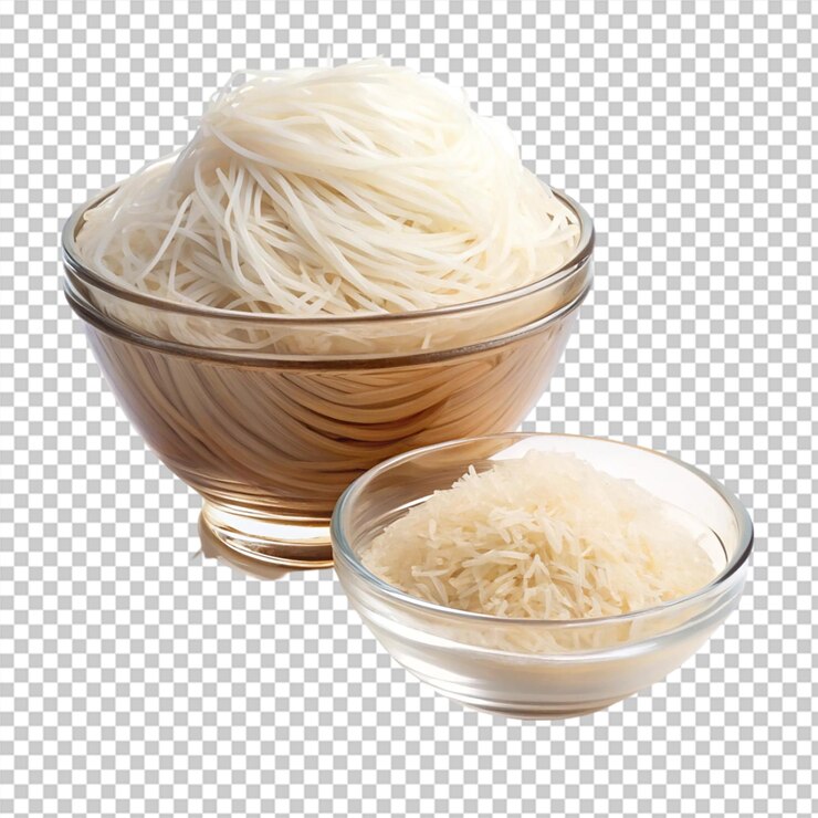 PSD macarrão de vidro de arroz cru isolado sobre um fundo transparente